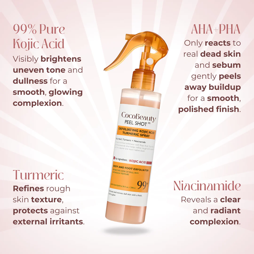 CocoBeauty Peel Shot - Kojic + Turmeric Body Peel Spray - Image 3